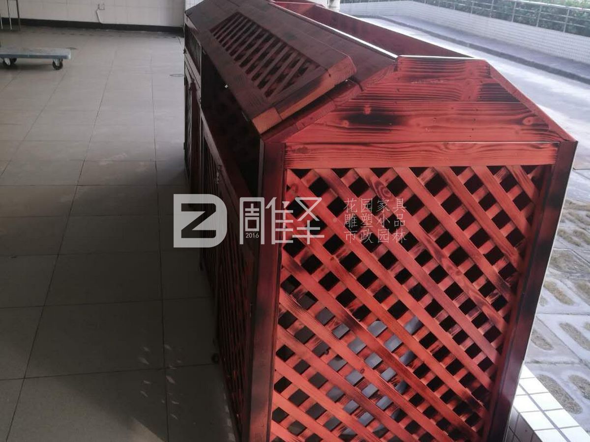 广东珠海九中垃圾桶防腐木罩子花箱二合一(图5)