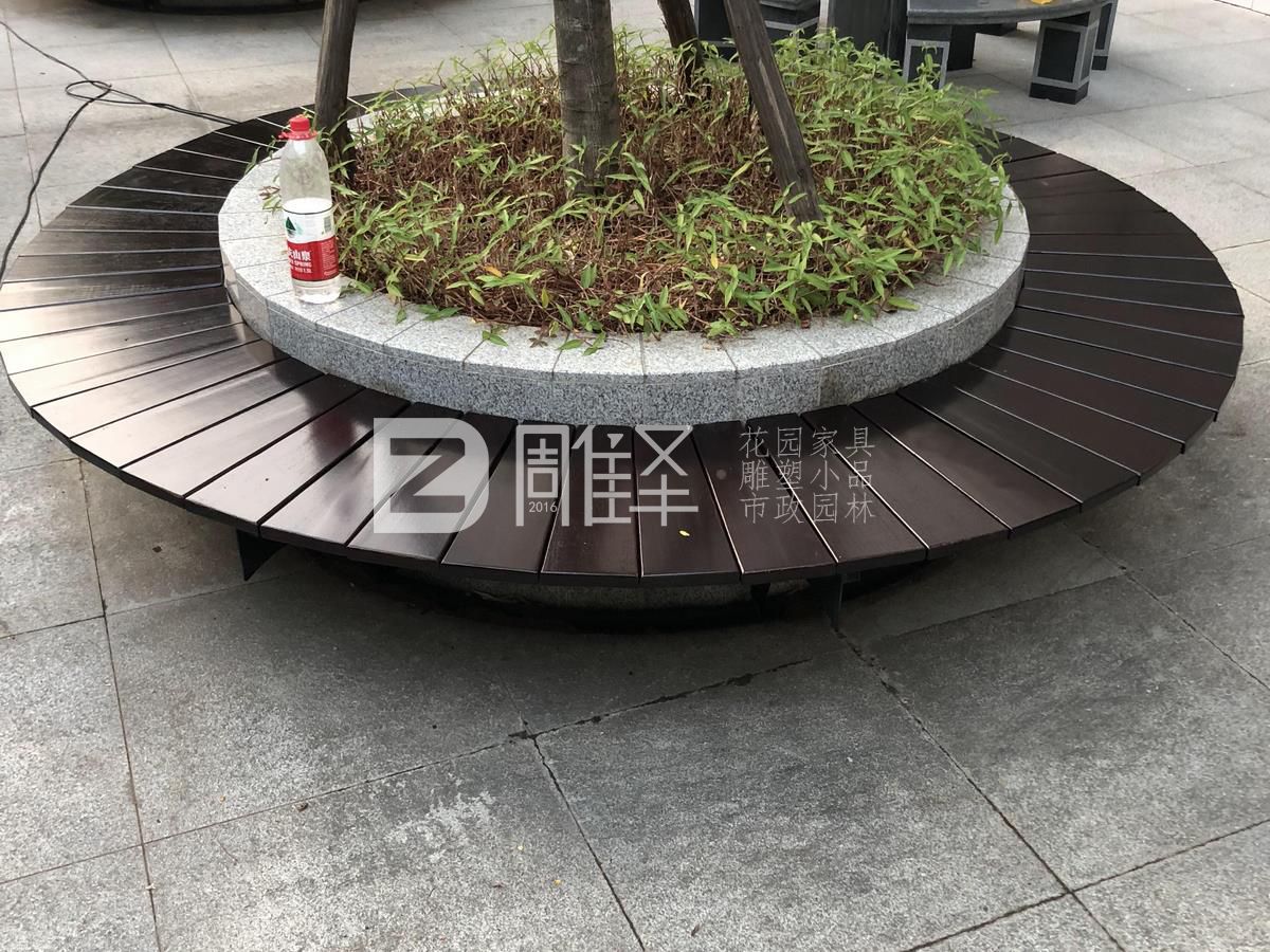 广东广州番禺市桥实验小学户外实木围树椅现场定制(图8)