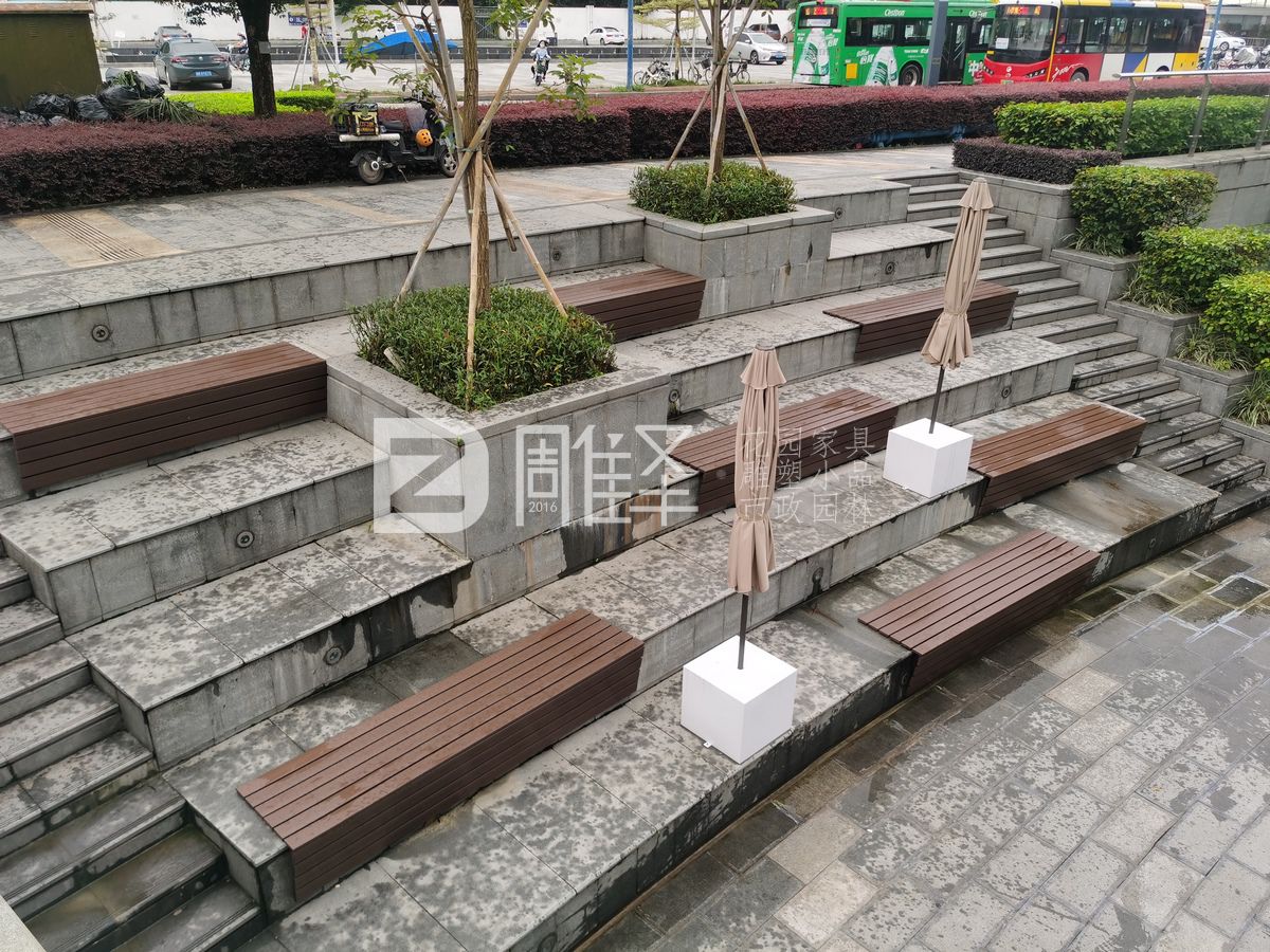 广州万盛广场塑木户外花园家具围树椅(图3)