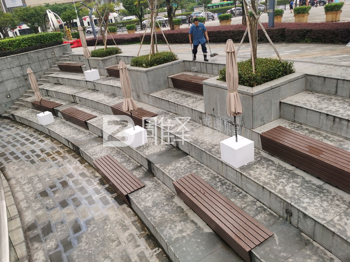 广州万盛广场塑木户外花园家具围树椅(图2)