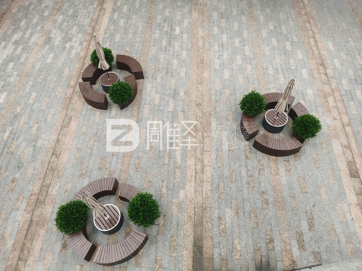 广州万盛广场塑木户外花园家具围树椅(图5)